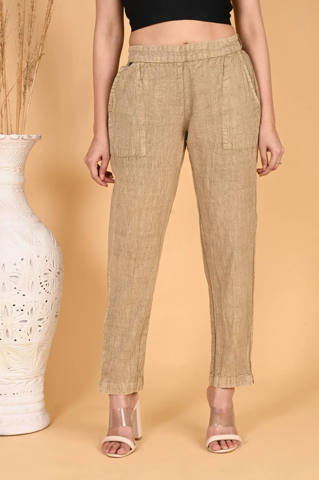 MAROON DENIM COTTON PANTS