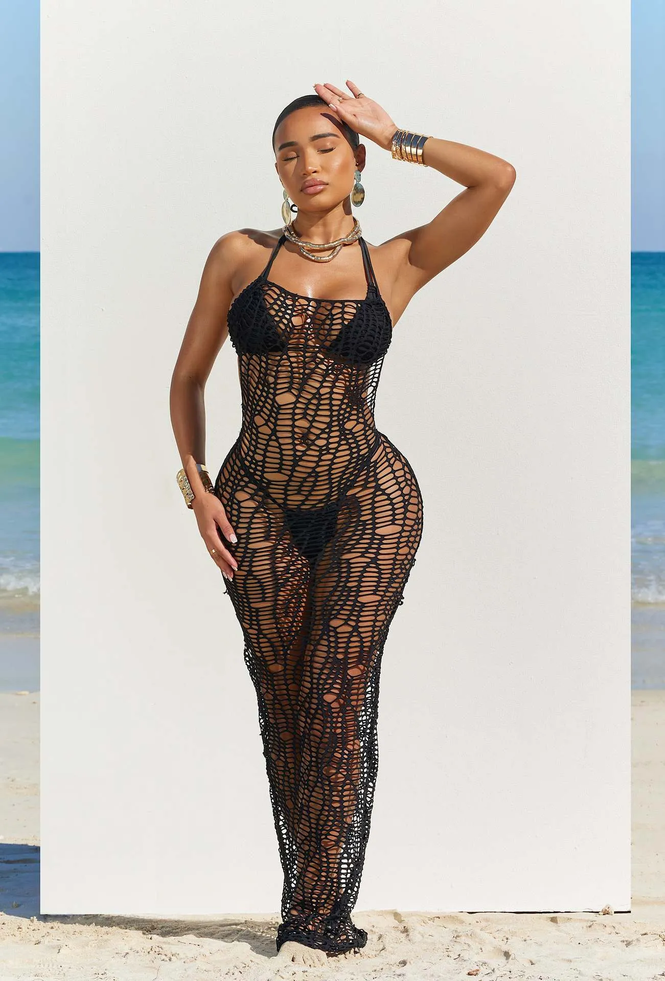 MB FASHION SEXY BIKINI AND HOLLOW BACK COVER UP DRESS 0664LY