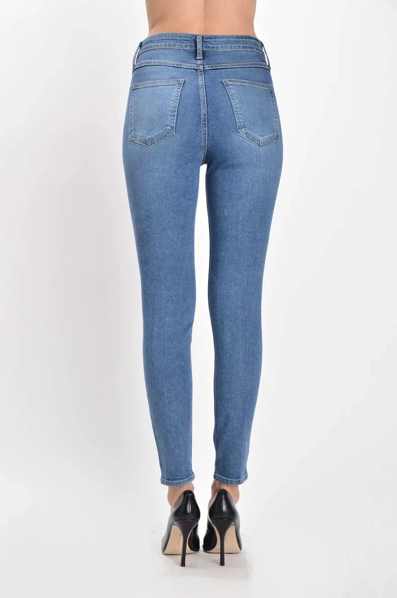 Medium Denim 5 Pocket High Waist 5 Pocket Stretch Jeans