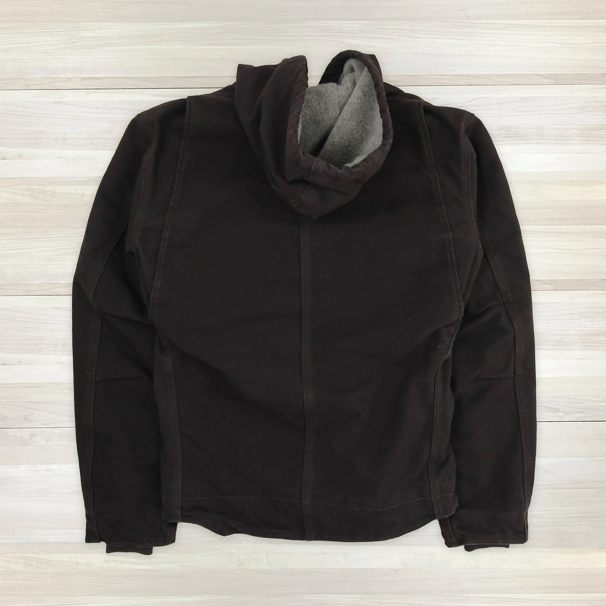 Men's Carhartt J141 DKB (dark brown) Sherpa-Lined Sandstone Duck Jacket NWT Small