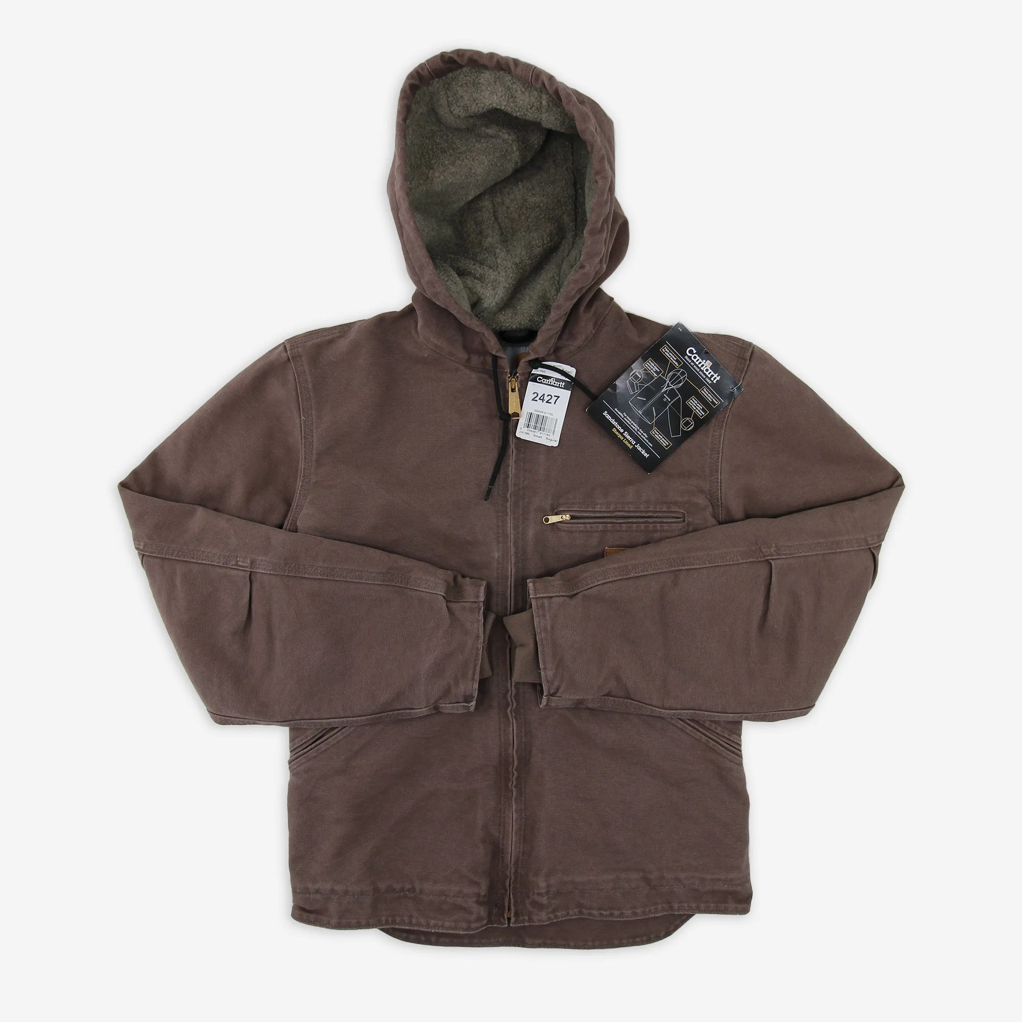 Men's Carhartt J141 FWD Firewood Sherpa-Lined Sandstone Duck Jacket NWT Small