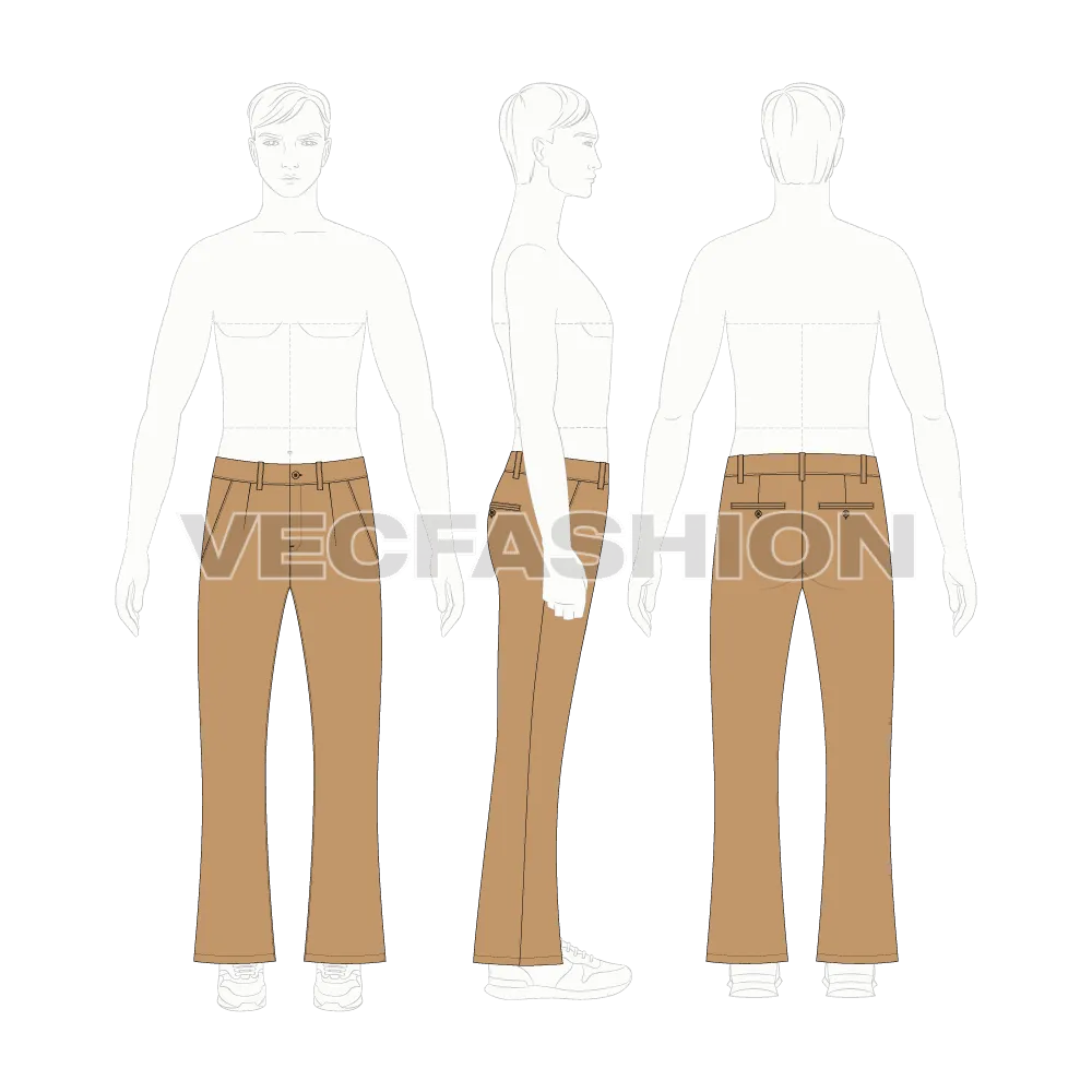 Mens Flare Leg Cotton Pants
