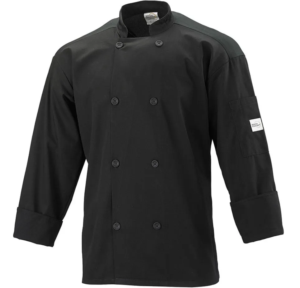 Mercer Culinary Long Sleeve Chef Jacket with Full Mesh Back, Black, X-Large