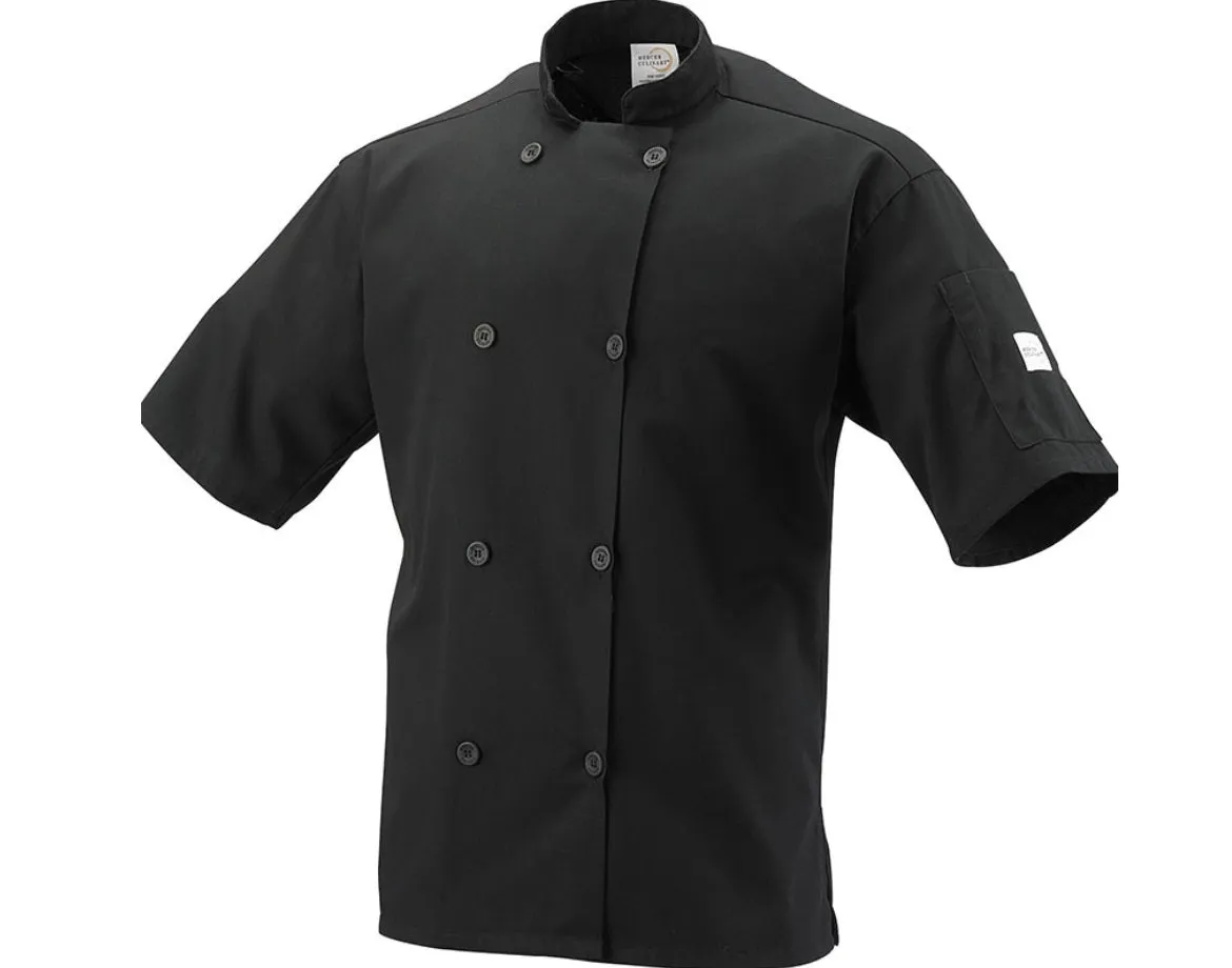 Mercer Culinary Short Sleeve Chef Jacket with Full Mesh Back, Black, 2XL