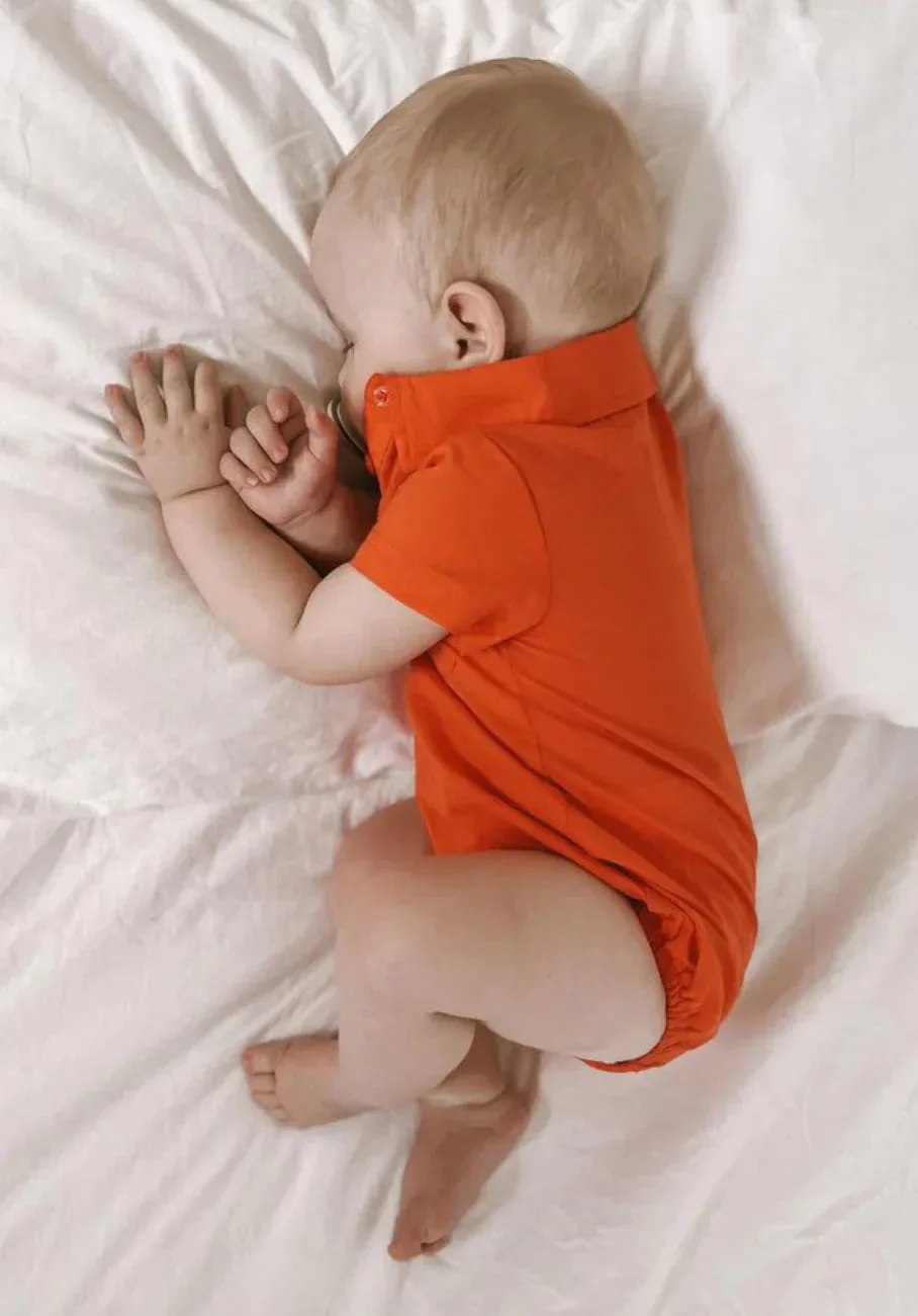 Miann & Co - Short Sleeve Collared Bodysuit (Tomato)