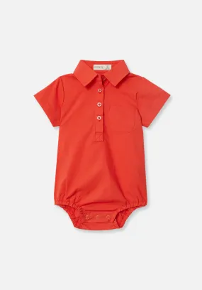 Miann & Co - Short Sleeve Collared Bodysuit (Tomato)