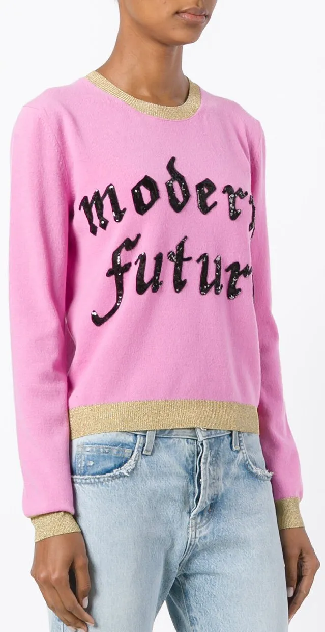 'Modern Future' Sequin Embroidery Sweater