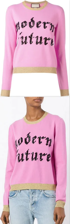 'Modern Future' Sequin Embroidery Sweater