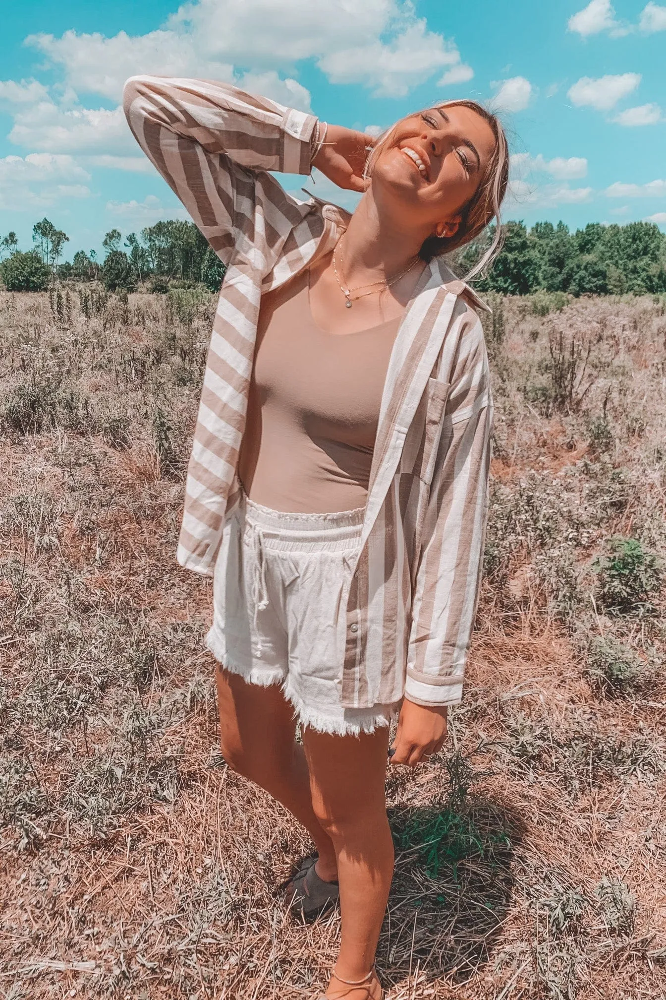 Nantucket Striped Button Down Top
