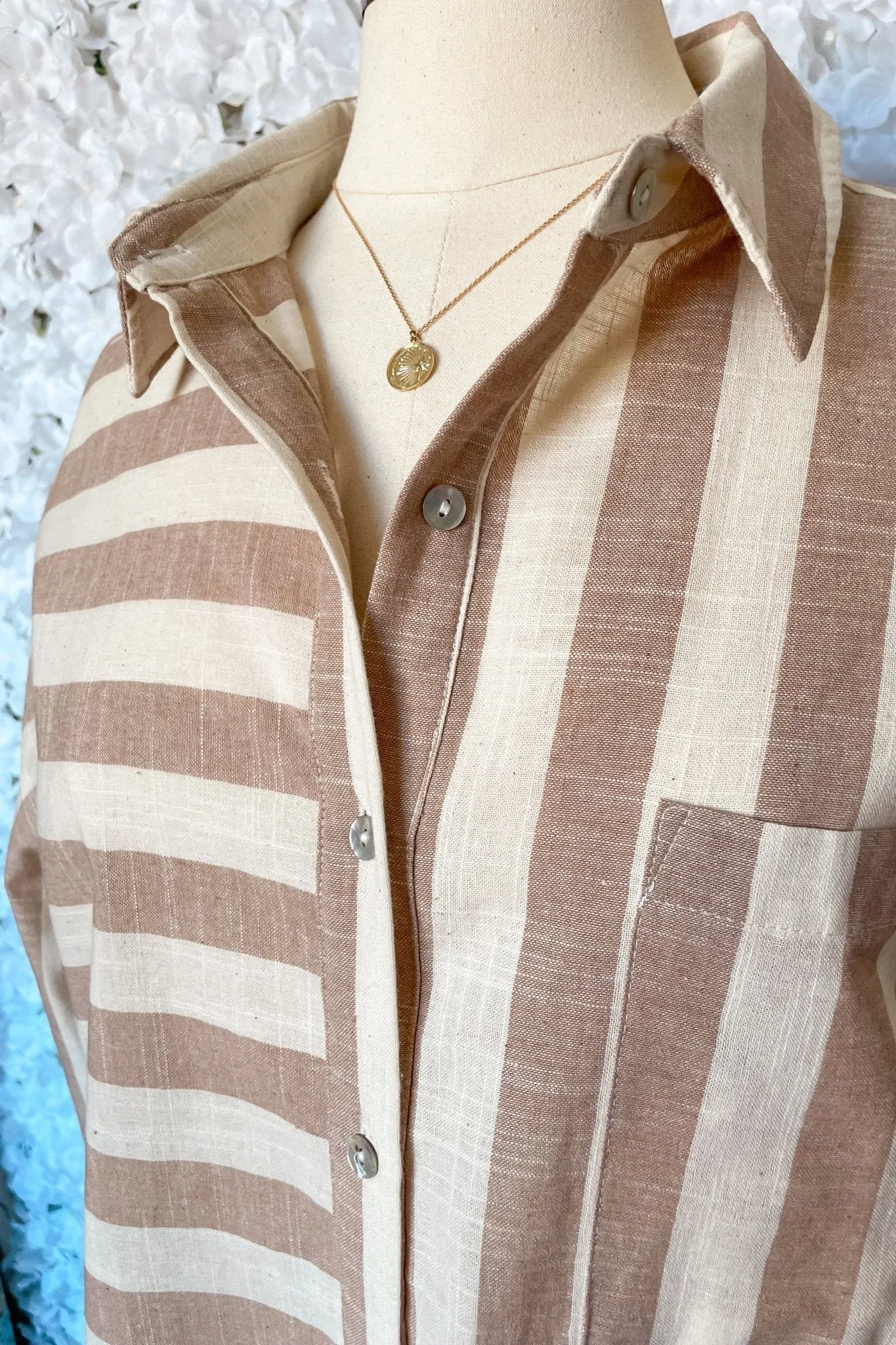 Nantucket Striped Button Down Top