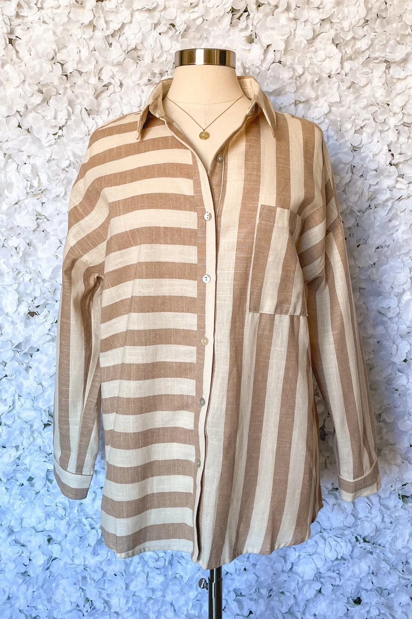 Nantucket Striped Button Down Top