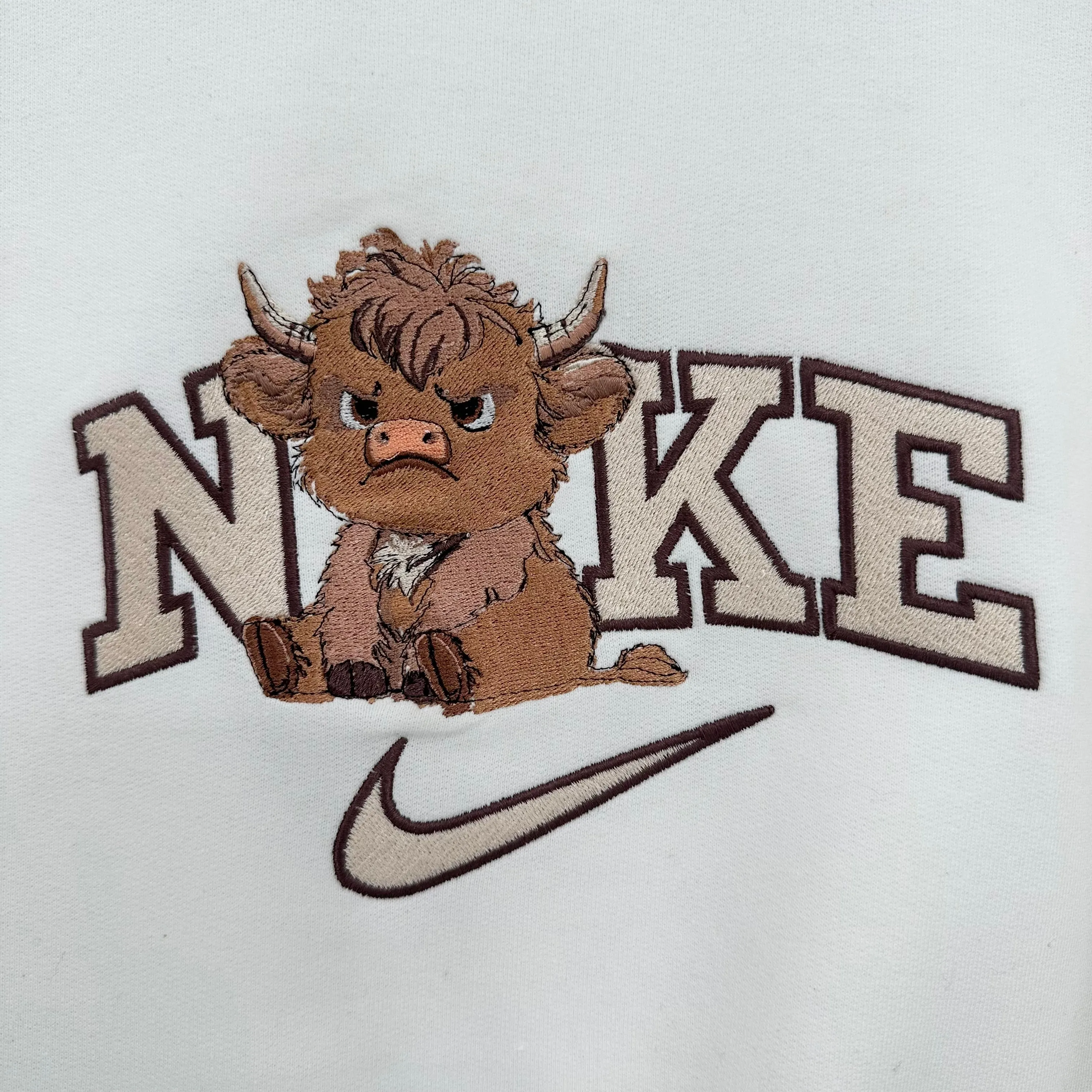 Nike Grumpy Highland Cow Embroidered Unisex Crewneck Sweatshirt