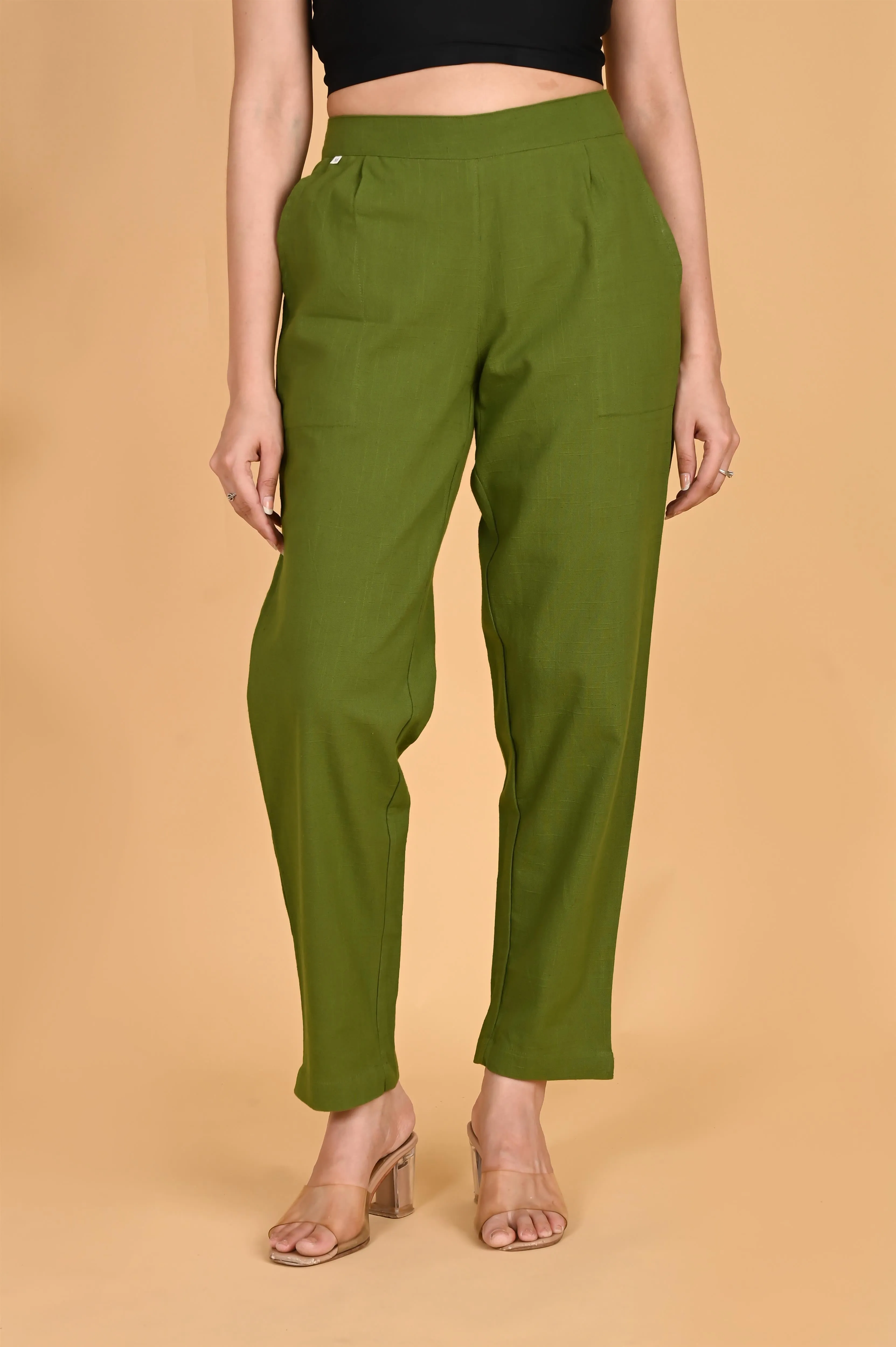OLIVE GREEN CLASSIC COTTON PANTS
