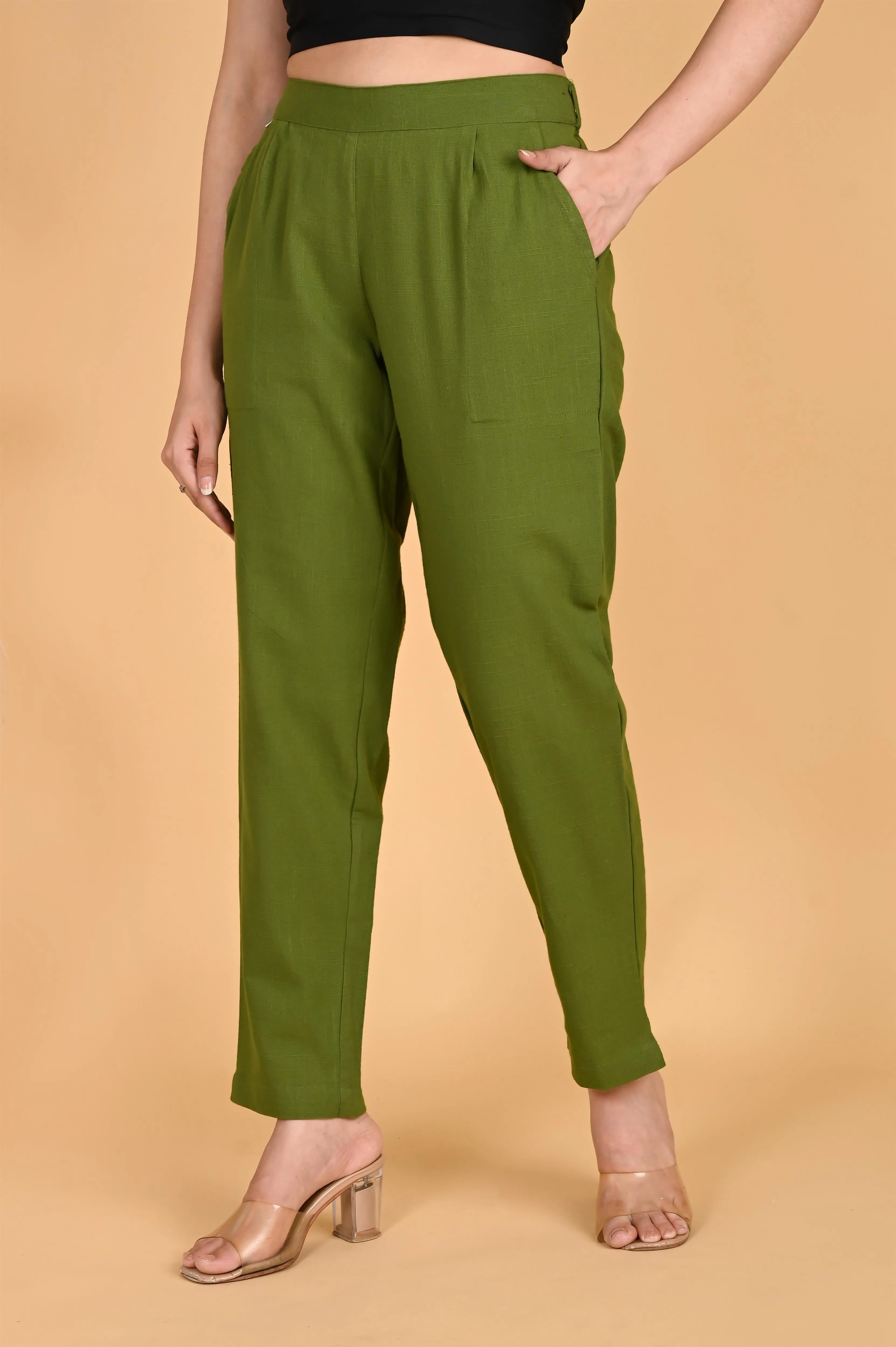 OLIVE GREEN CLASSIC COTTON PANTS