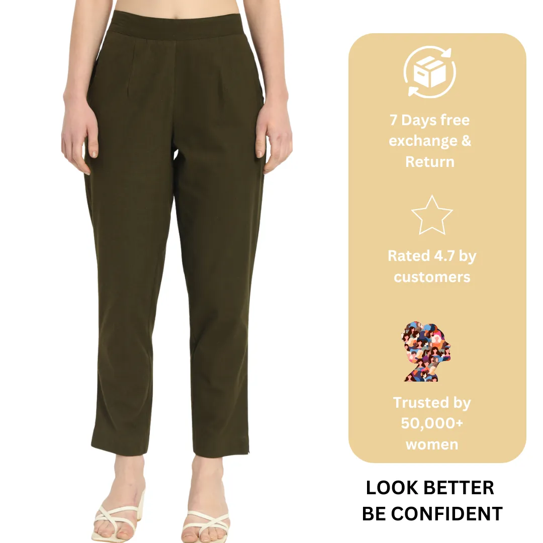 OLIVE GREEN COTTON PANTS