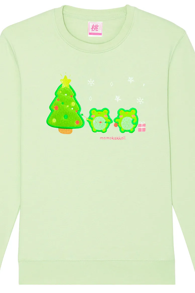 Organic Cotton Festive Froggies Embroidered Sweatshirt