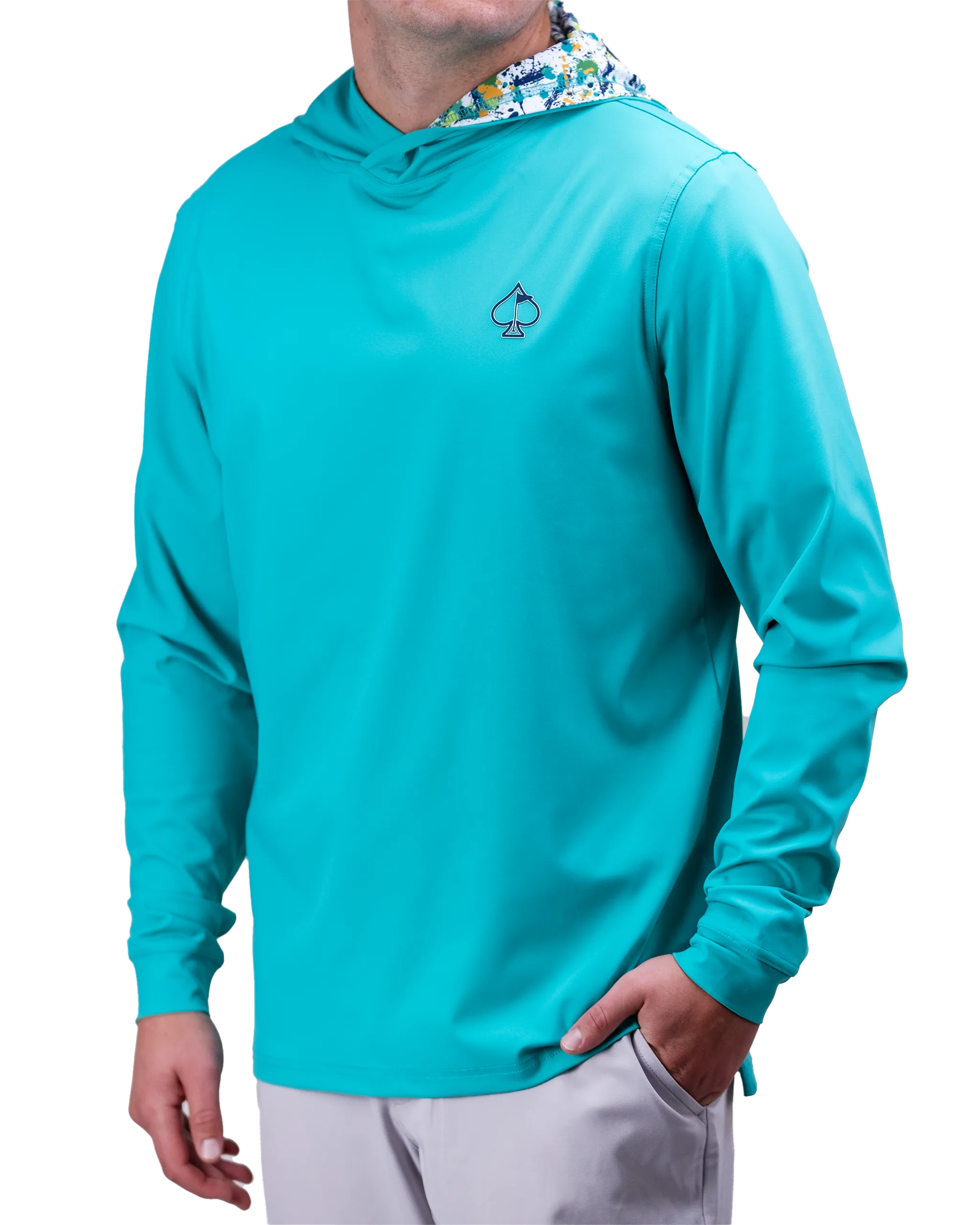 Performance Golf Hoodie - Teal Splatter
