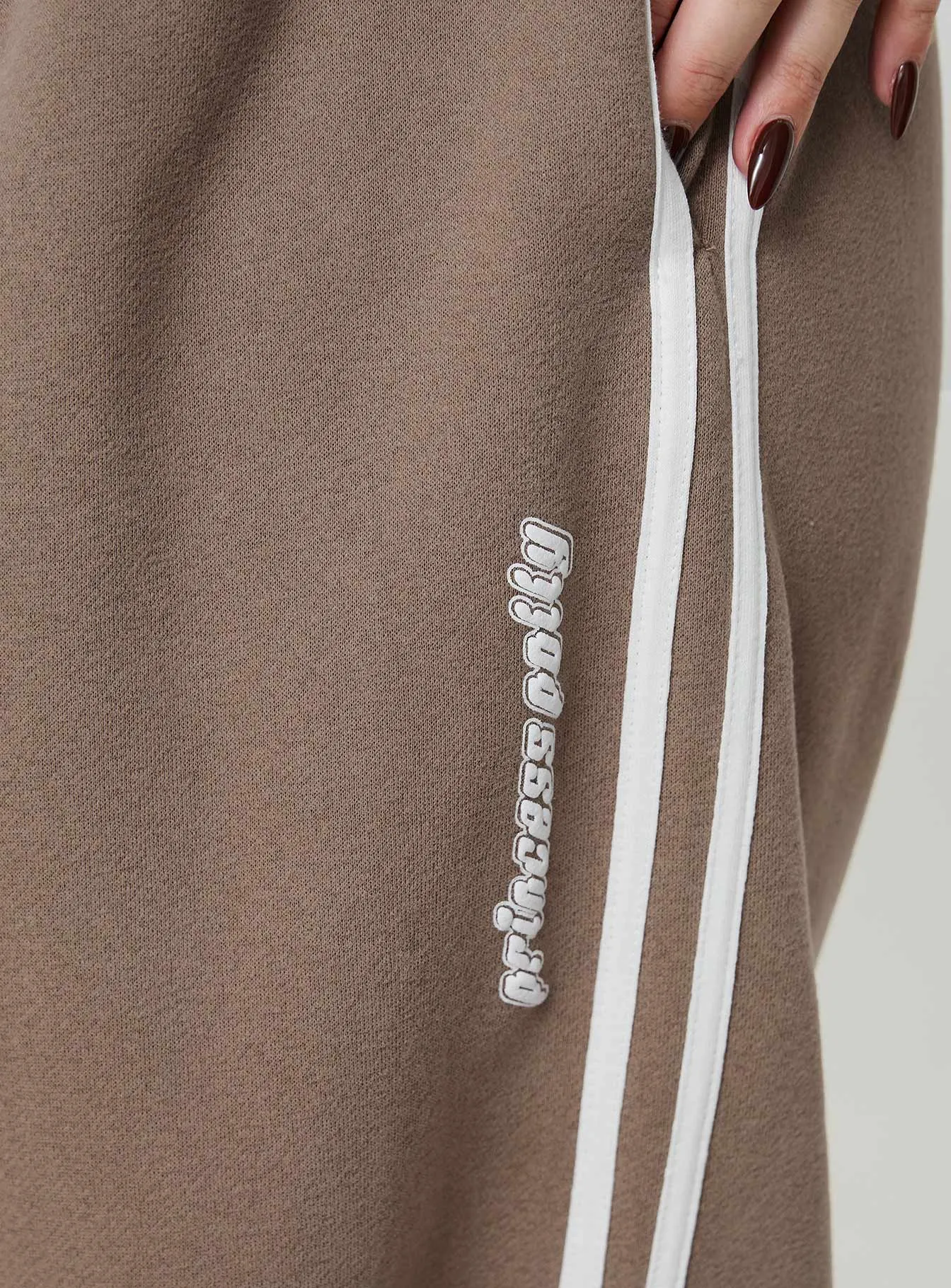Princess Polly Track Pants Stripe Taupe / White Curve