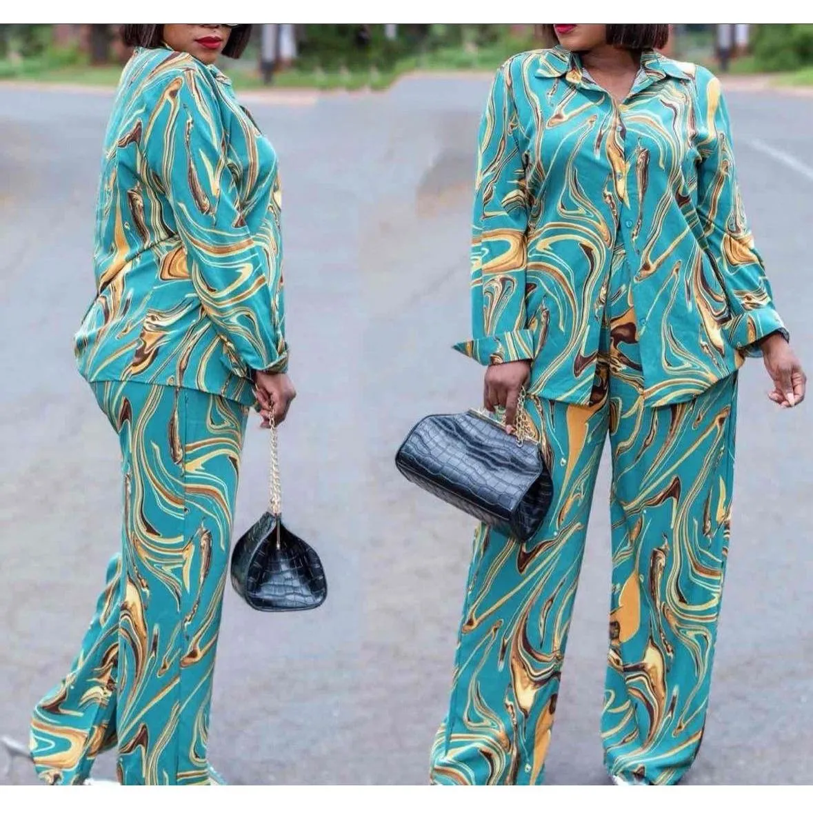 Print long Sleeve Shirt and Palazo Pants Sets