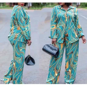 Print long Sleeve Shirt and Palazo Pants Sets