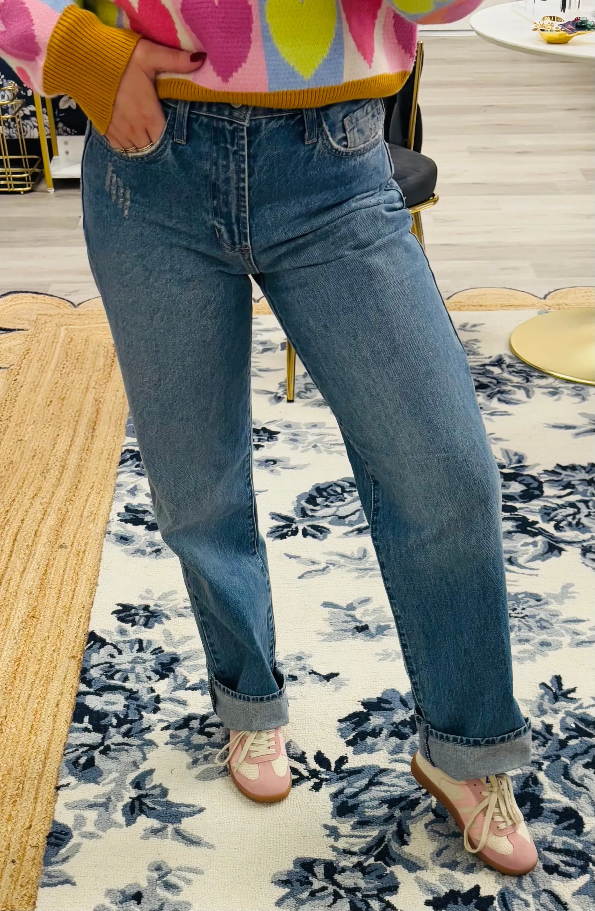 Relaxed Straight Fit Medium Wash Jeans