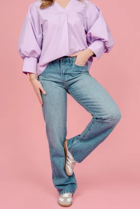 Relaxed Straight Fit Medium Wash Jeans