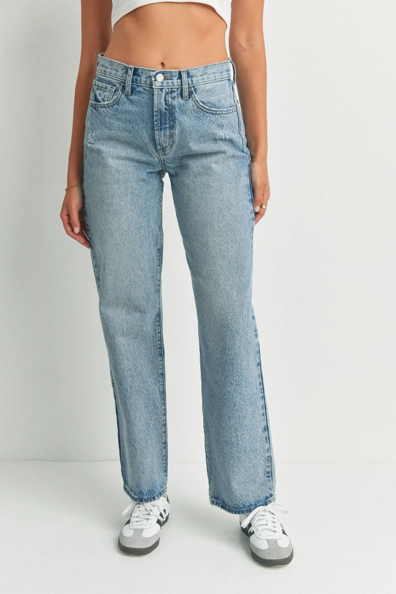 Relaxed Straight Fit Medium Wash Jeans