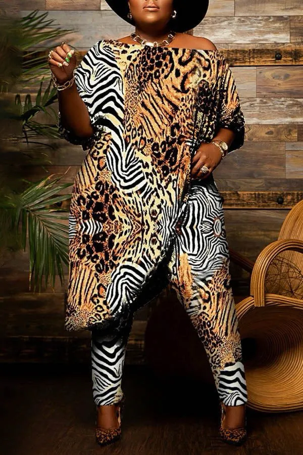 Size 4X Animal Print Two Piece Sets
