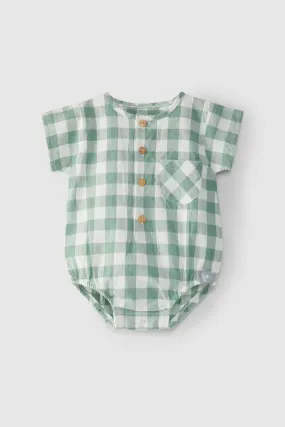 Snug Gingham Green Onesie