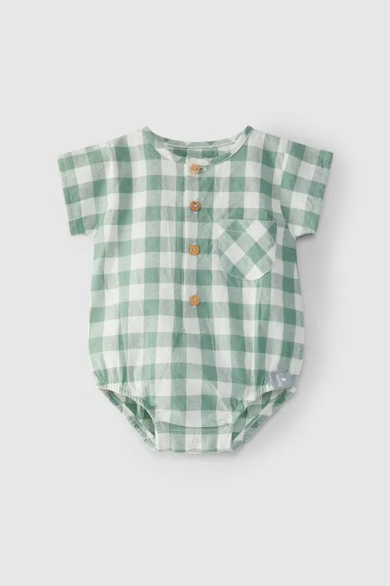 Snug Gingham Green Onesie