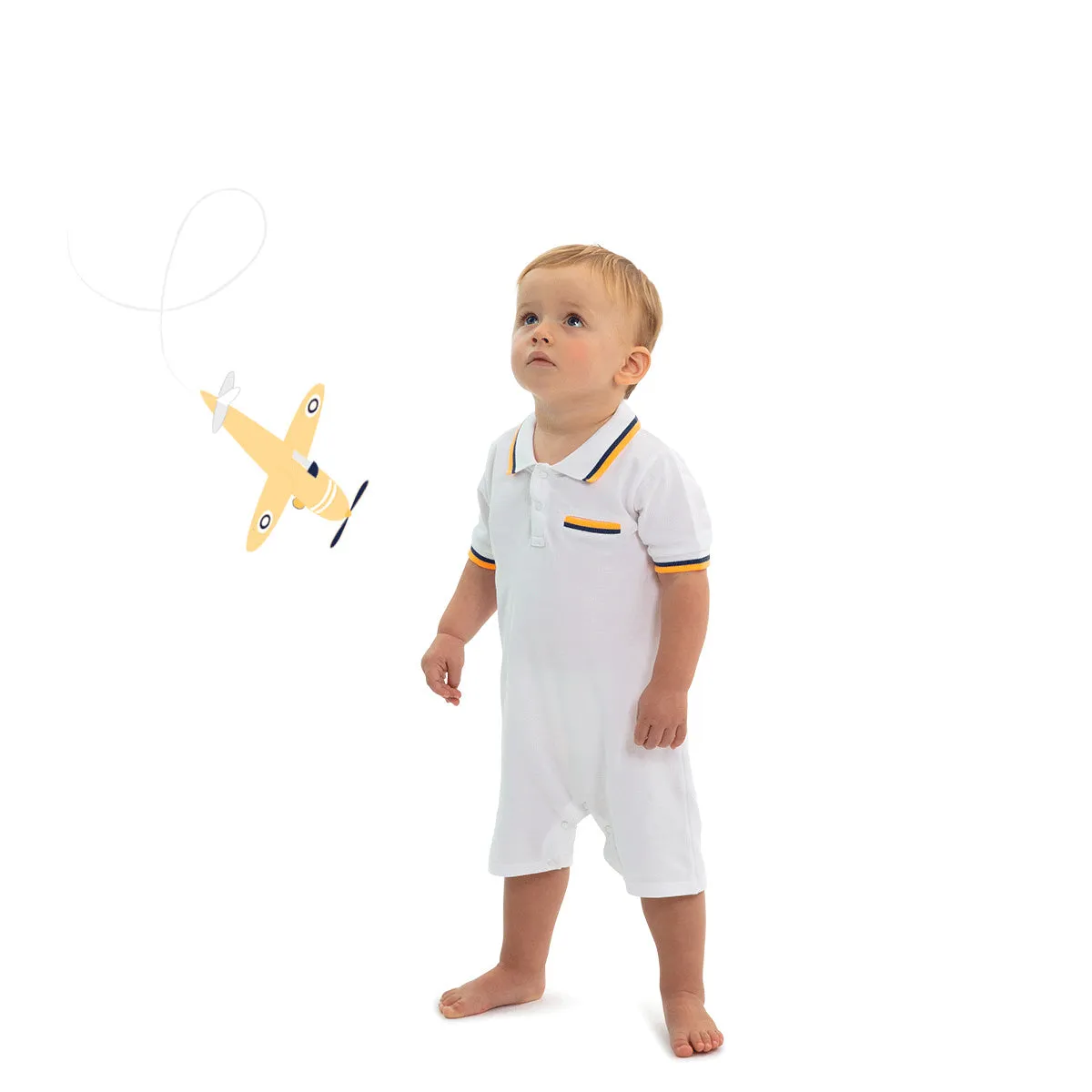 Sunuva Baby Boys Pique Onesie White