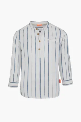 Sunuva Nehru Collar Boys Shirt - Blue Stripe (Size 5/6 left)