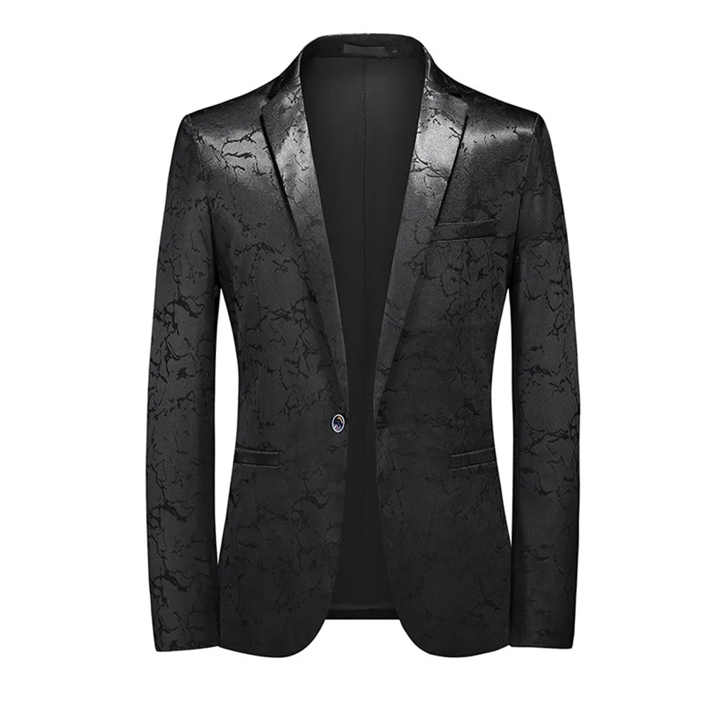 Tailored Fit Single Breasted One-Button Solid Coloured Men's Party Jacket