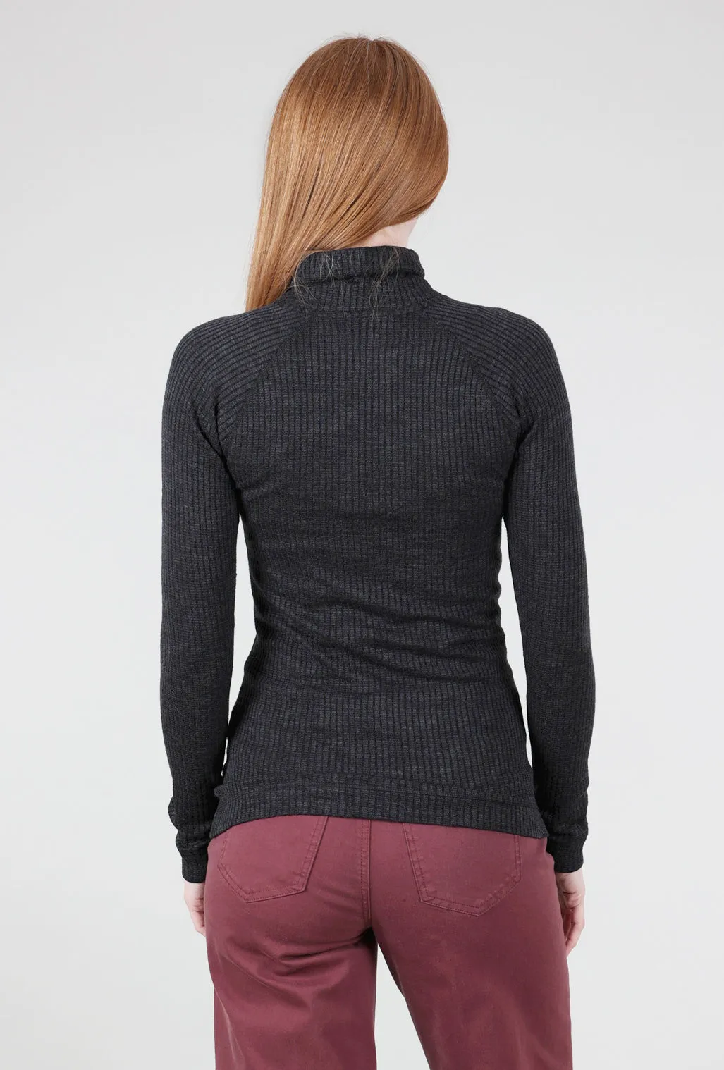 Thermal Rib Turtleneck, Mid Gray