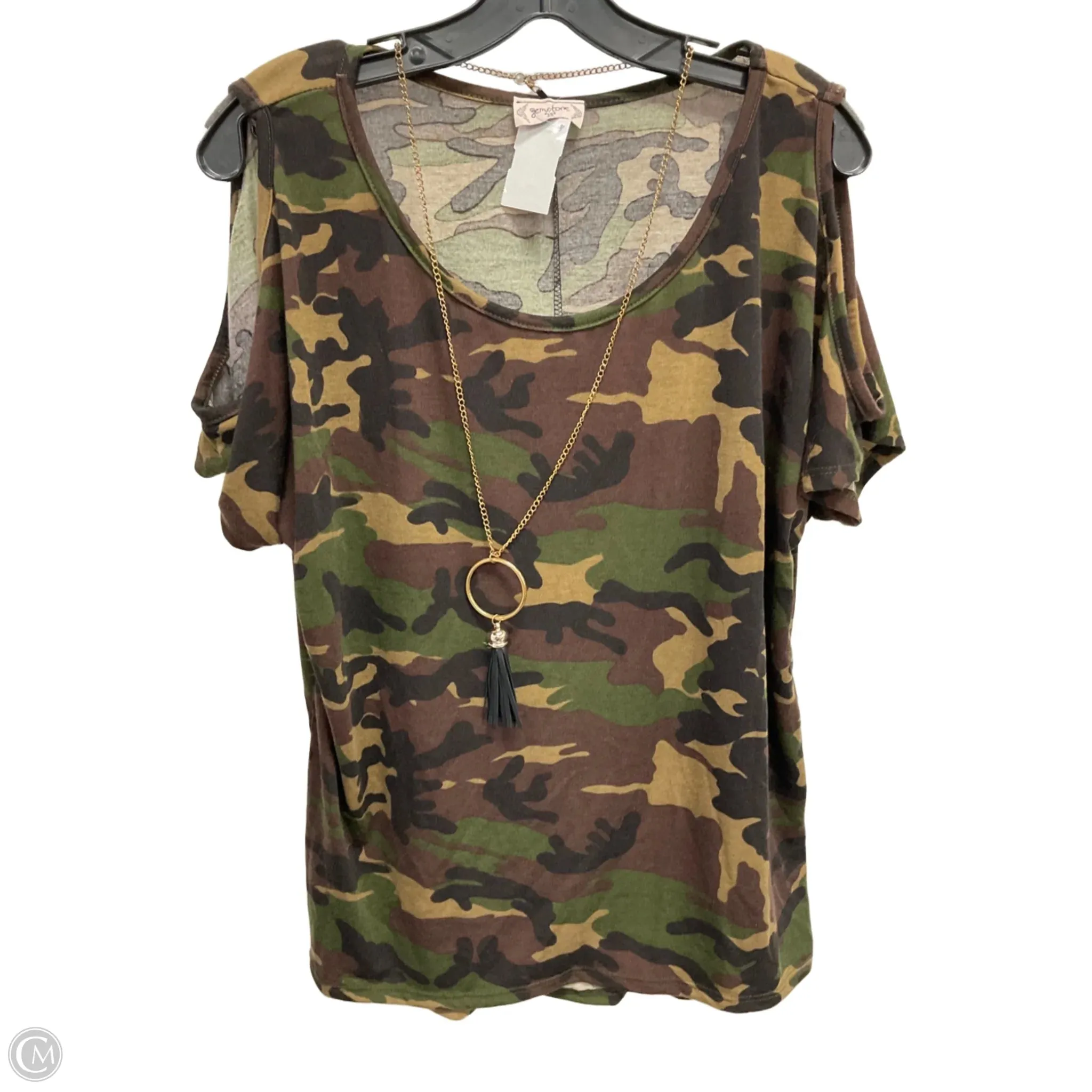 Top Short Sleeve By Cme In Camouflage Print, Size: 2x