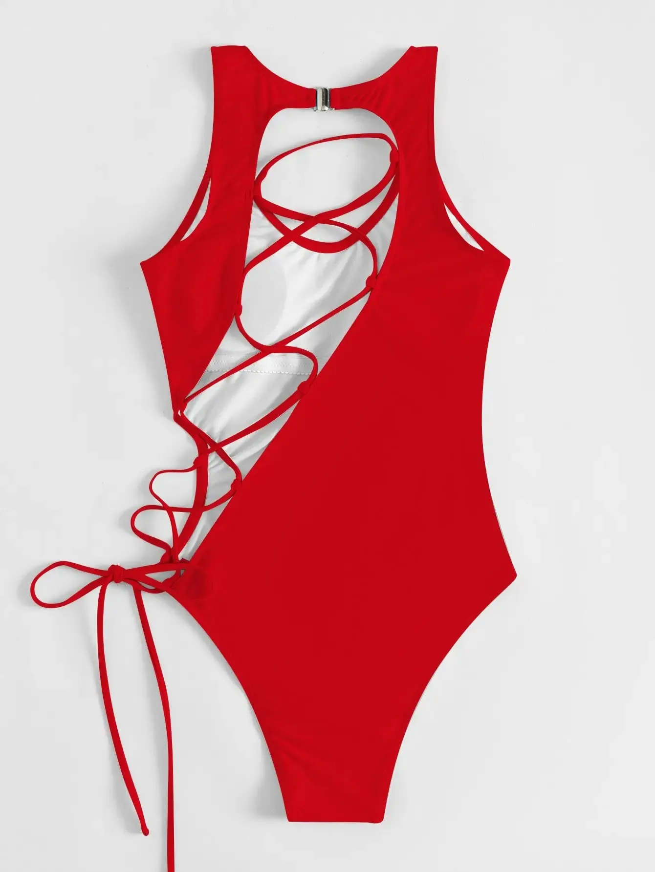 Tropical Paradise Women's Asymmetric Lace-Up Back One-Piece Swimwear