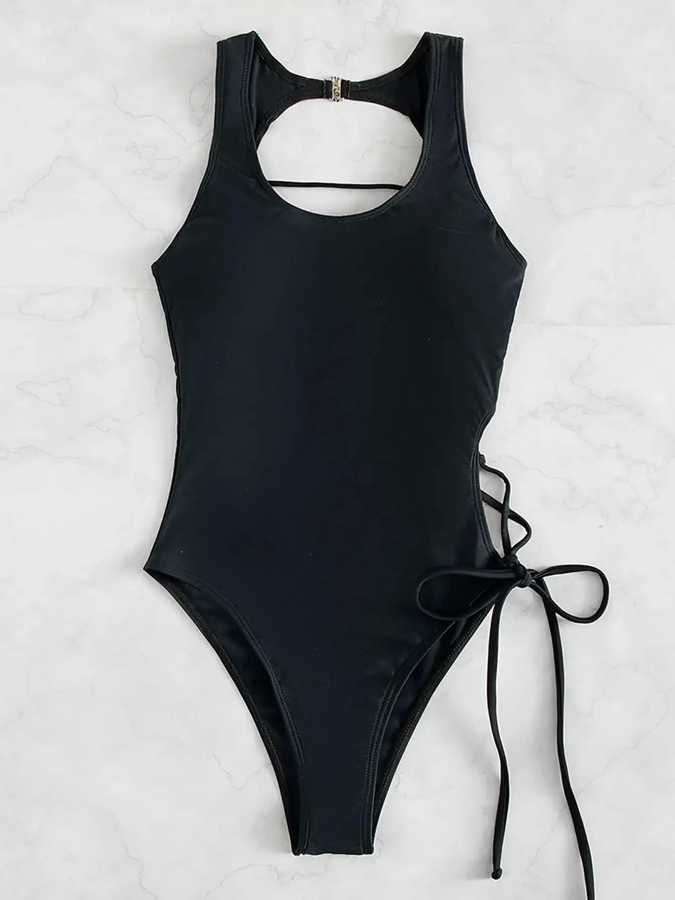 Tropical Paradise Women's Asymmetric Lace-Up Back One-Piece Swimwear