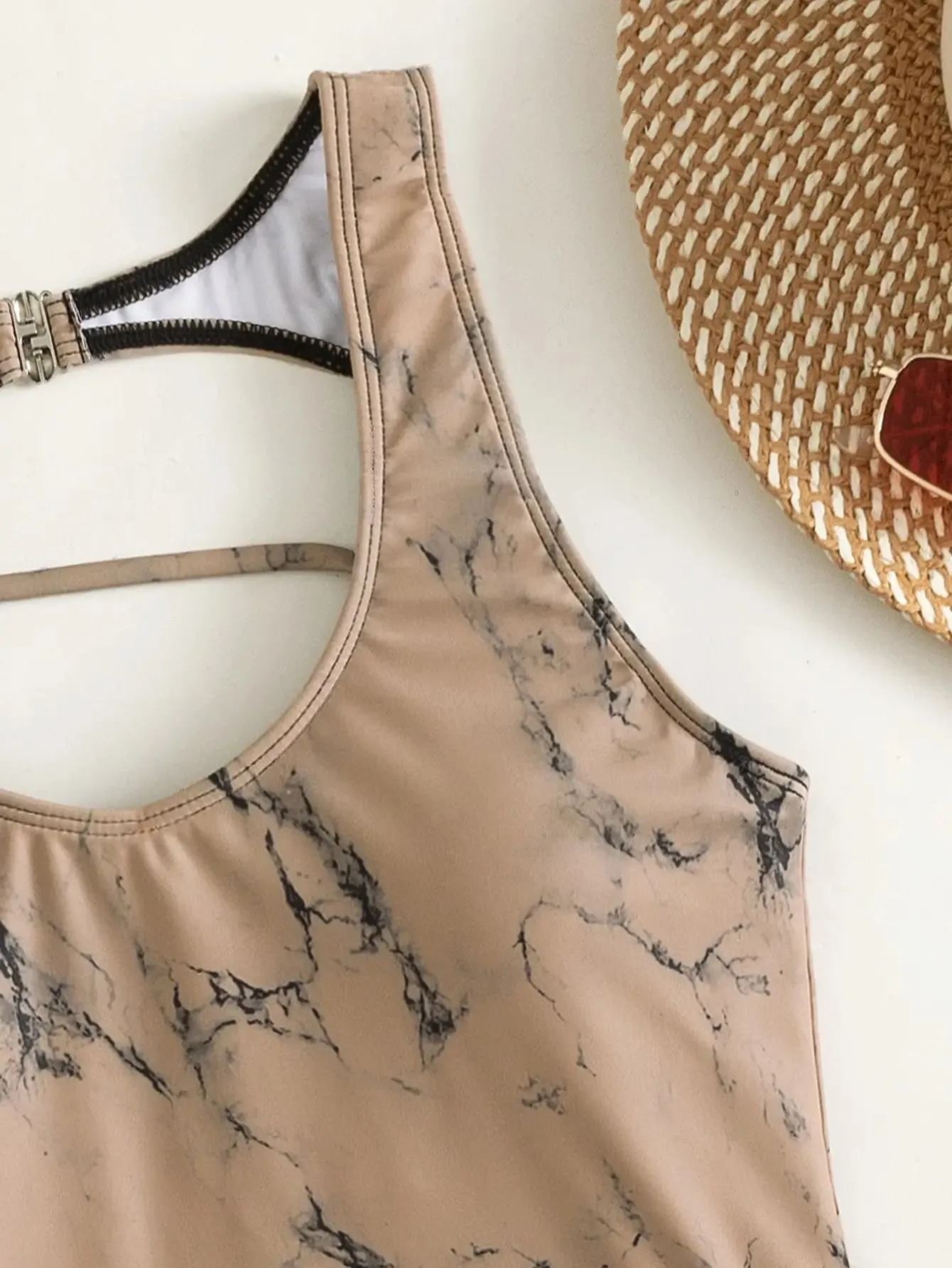 Tropical Paradise Women's Asymmetric Lace-Up Back One-Piece Swimwear