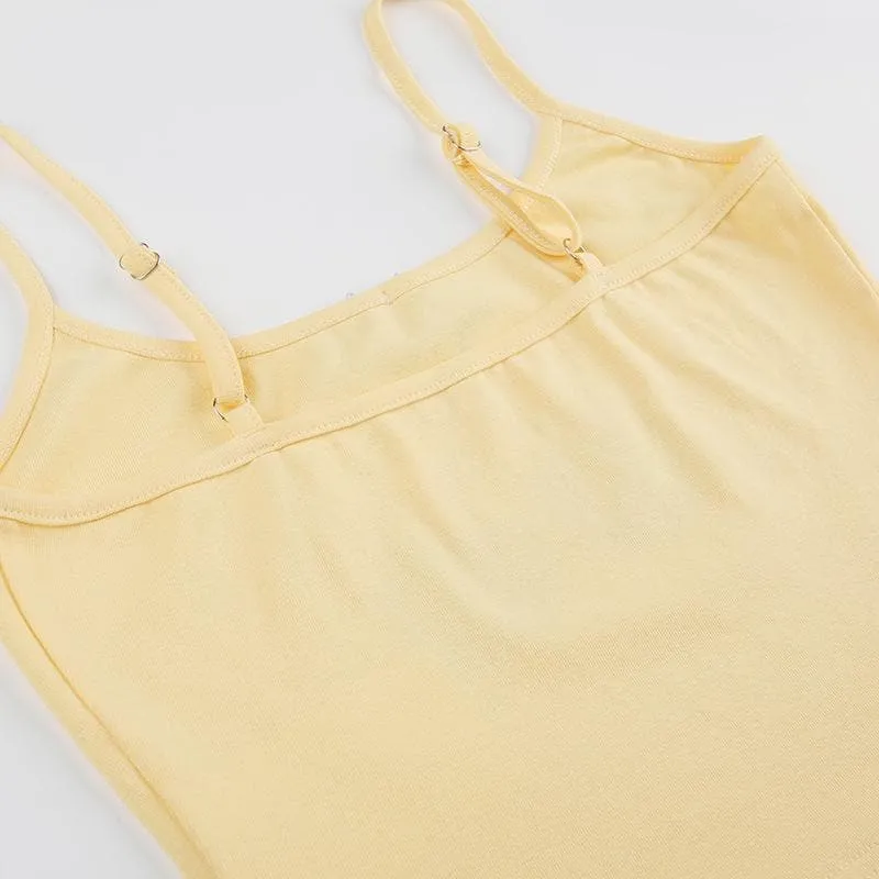 U neck letter print bowknot cami pant set