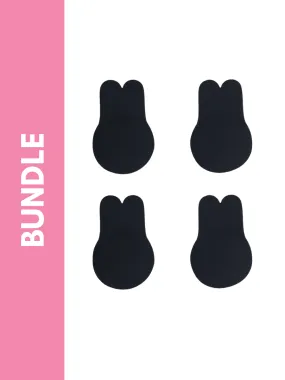 Ultimate Rabbit Ears Reusable Adhesive Boob Lift Up Bra Bundle Pack in Black (2 Pack)