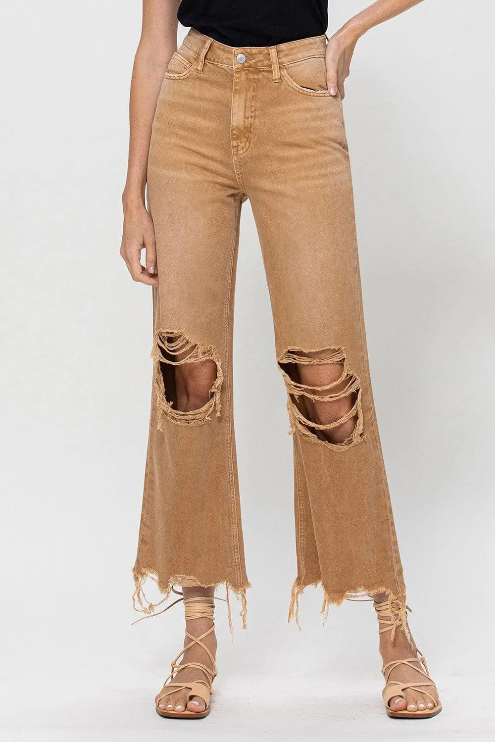 Vervet 90s Vintage Crop Flare Jeans-Mustard