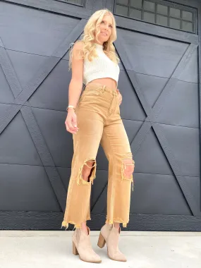 Vervet 90s Vintage Crop Flare Jeans-Mustard
