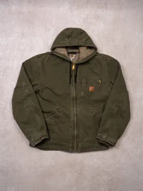 Vintage Green Carhartt Duck Sherpa Lined Jacket (M)
