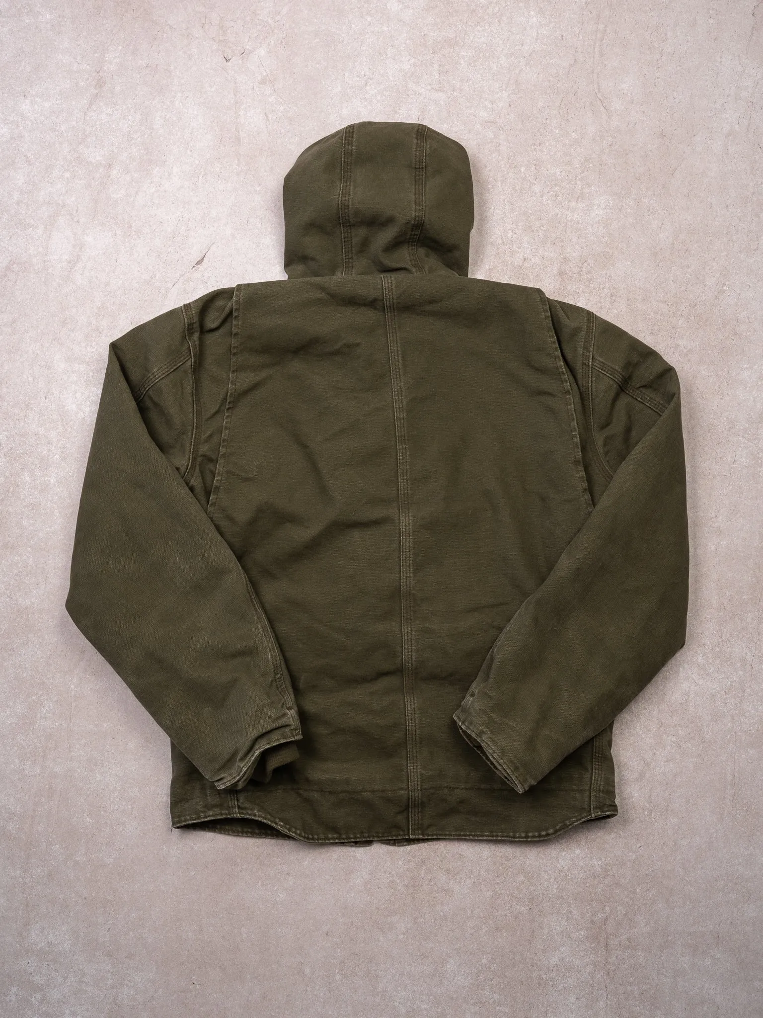 Vintage Green Carhartt Duck Sherpa Lined Jacket (M)