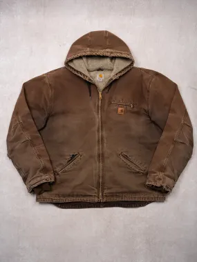 Vintage Rugged Brown Carhartt Duck Sherpa Lined Jacket (XL/XXL)