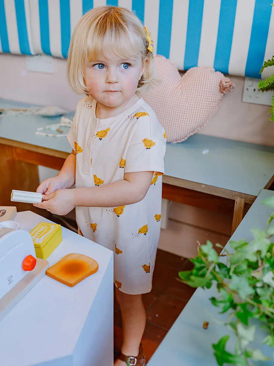 Wallasey Organic Cotton Jersey Romper, Happy Chicklings