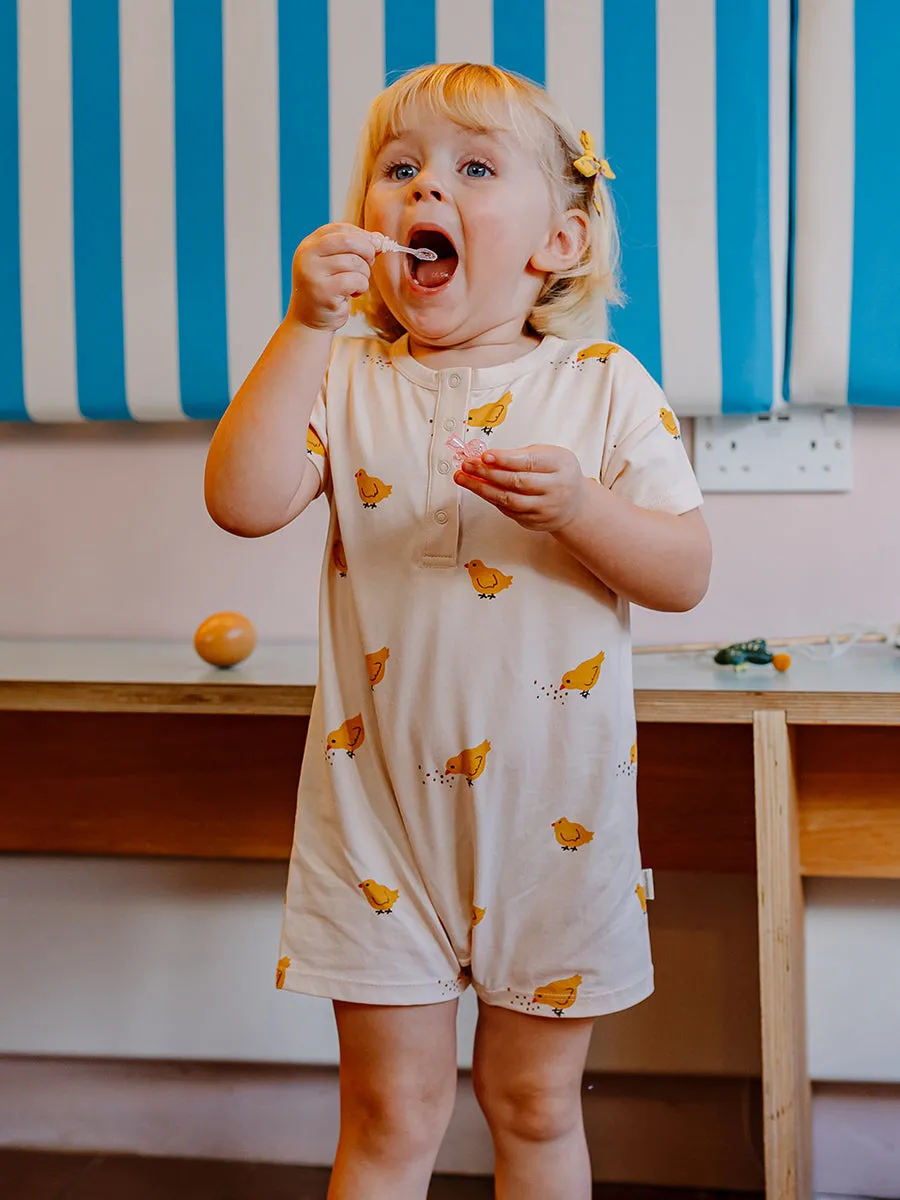 Wallasey Organic Cotton Jersey Romper, Happy Chicklings