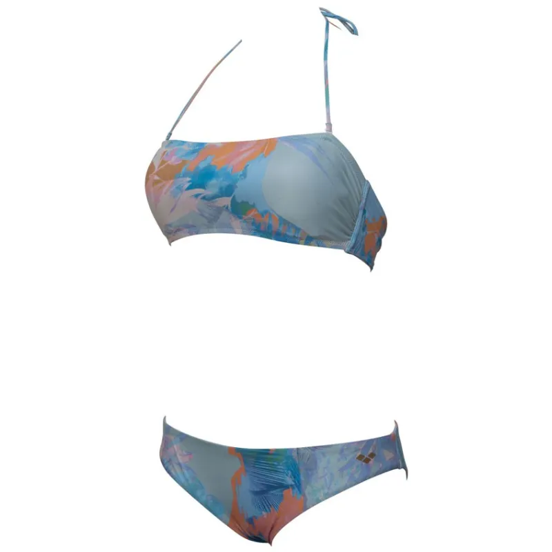 WOMEN'S ALLOVER BANDEAU BIKINI - ASPHALT/MULTI