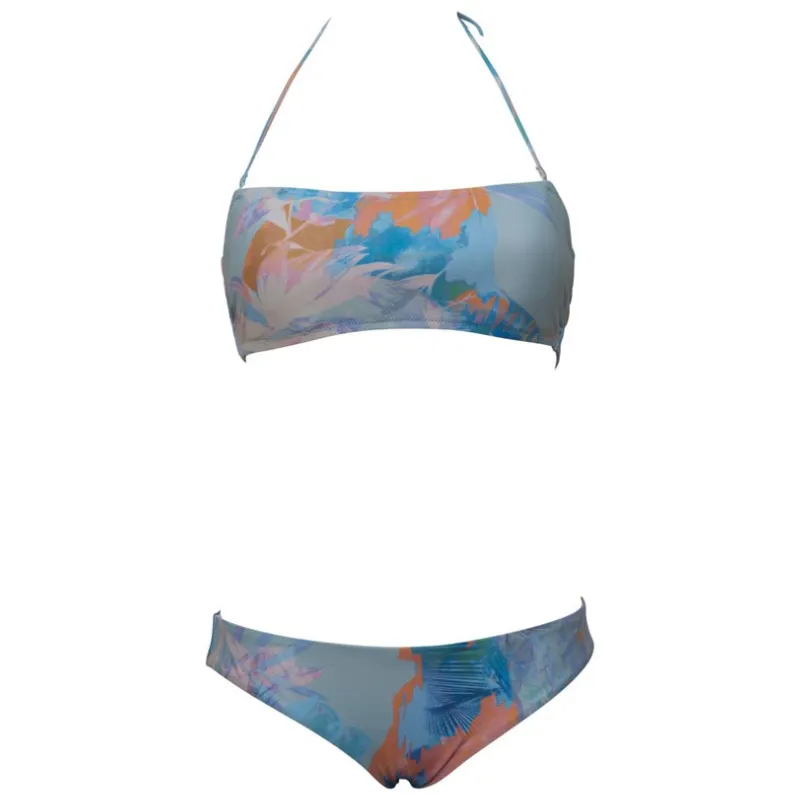 WOMEN'S ALLOVER BANDEAU BIKINI - ASPHALT/MULTI