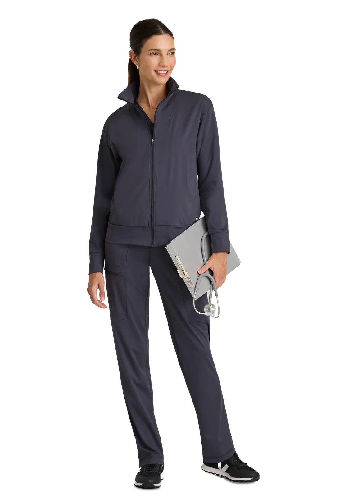 Women's Four Pocket Zip Front Collar Ease Warm-Up Jacket